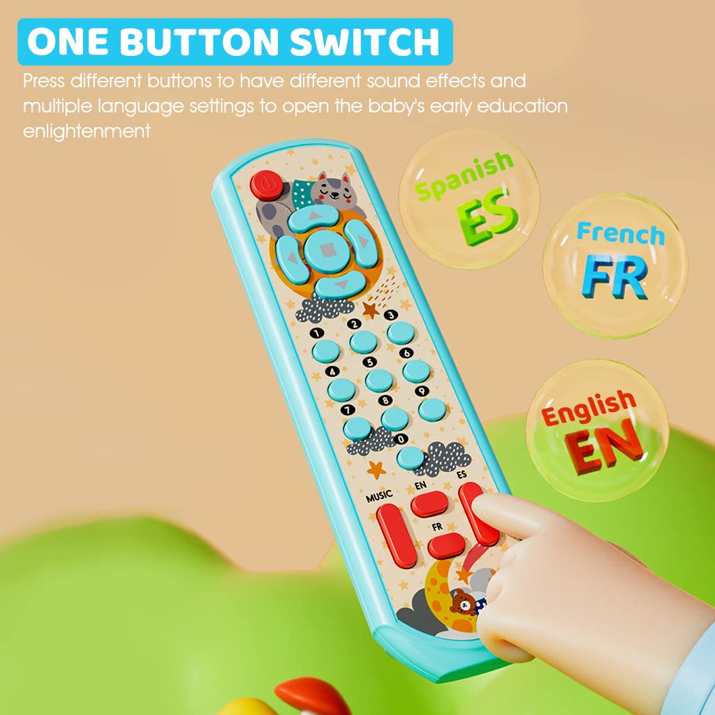 PATPAT Remote Control Toys for Babies Three Language Musical Light Toy Remote, Montessori Learning TV Remote Toy, Soothing Toy, Sensory Toy, Educational Toys for 6 Months+ Toddlers Boys Girls (Blue) PATPAT Remote Control Toys for Babies Three Language Musical Light Toy Remote, Montessori Learning TV Remote Toy, Soothing Toy, Sensory Toy, Educational Toys for 6 Months+ Toddlers Boys Girls (Blue)